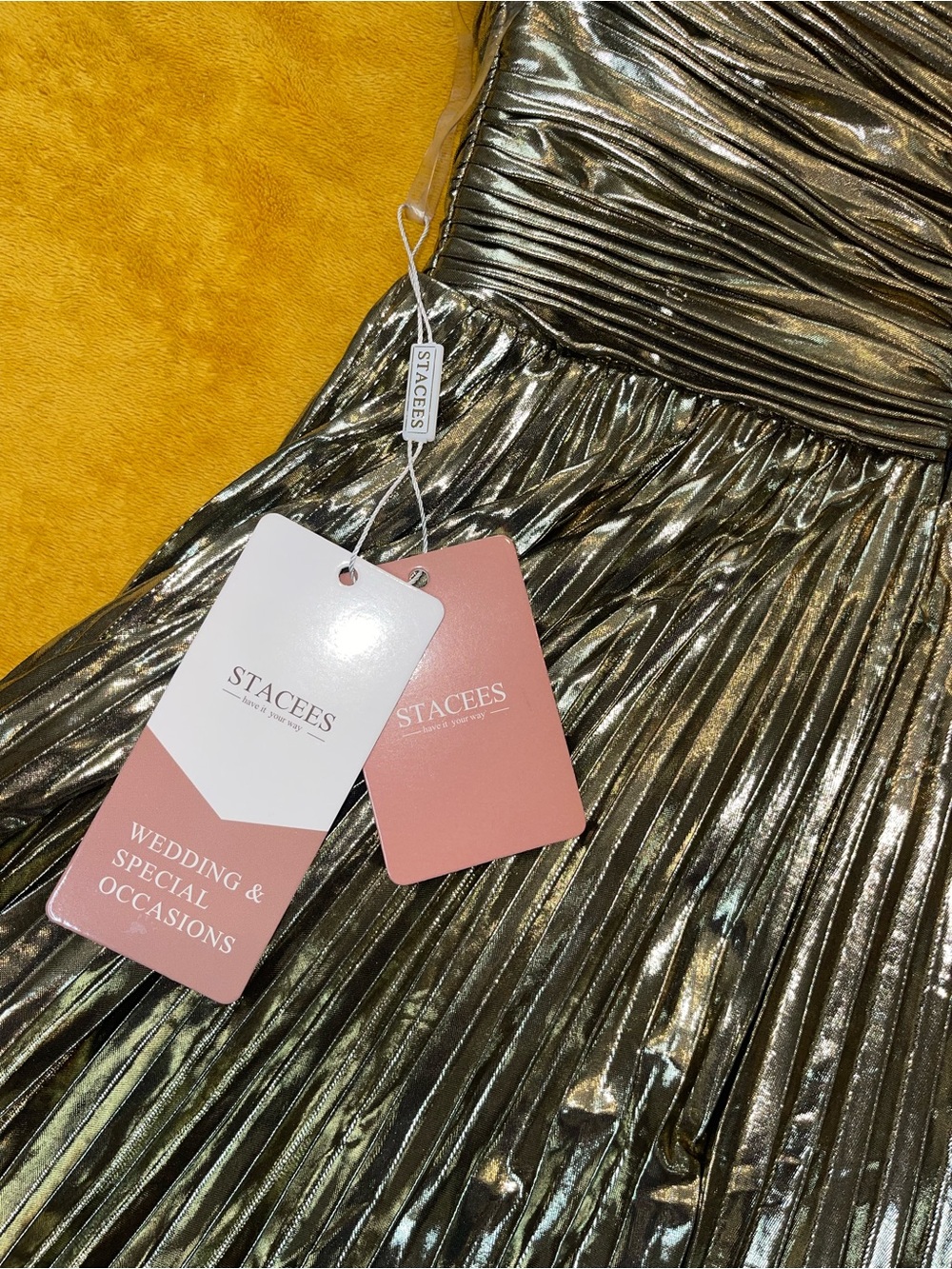 Metallic Pleated Girls Dance Dress in Shiny Silver - Picture 3 of 6